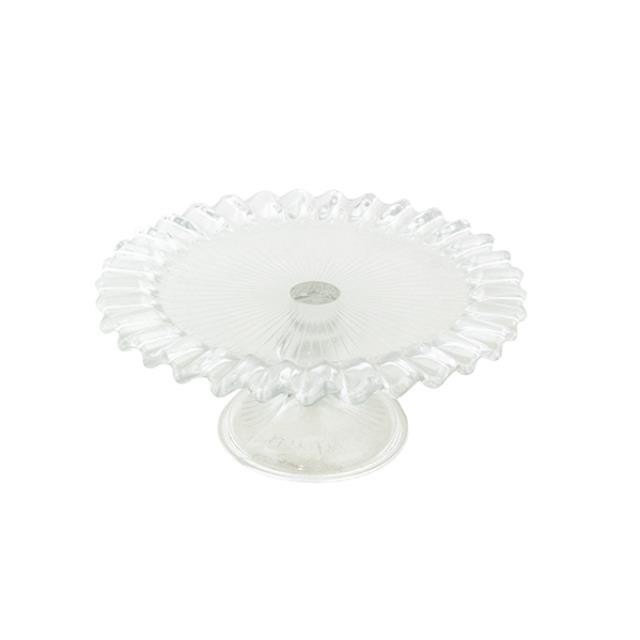 Glass Cake Plate-Ruffled Edge