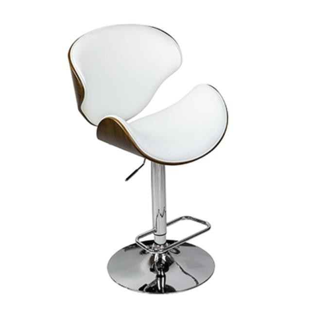 Bar Stool- Curved White Leathr