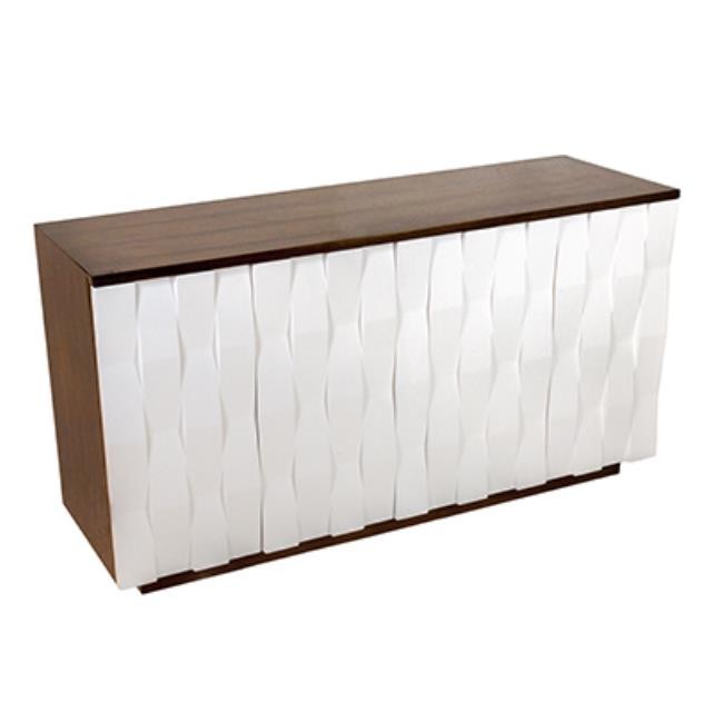 Credenza-Wht Laquer W/Wood Top