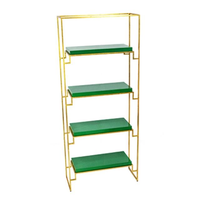 Bookcase-Gold W/Green Shelves