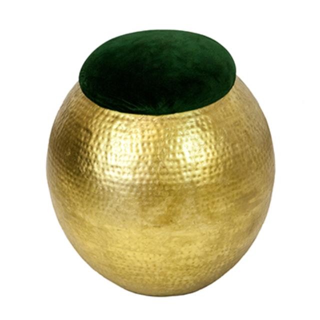 Stool-Hammered Gold W/Green