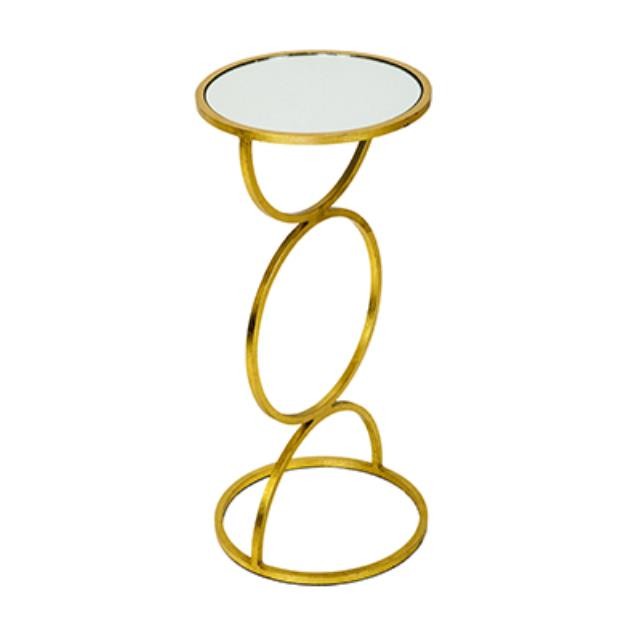 Gold Side Table/Circle W/Glass