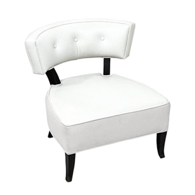 Side Chair Wht Vinyl-3 Button