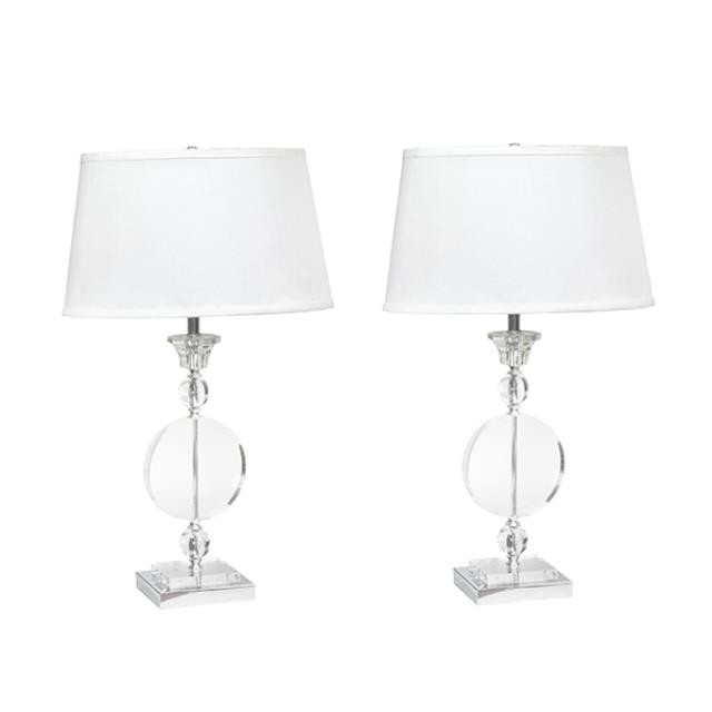 TABLE LAMP-Clear Lucite Circle