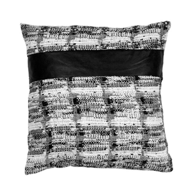 Pillow Blk/Wht Wool/Leather