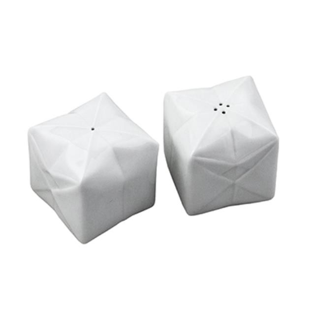 Sq White Salt & Pepper/Glass