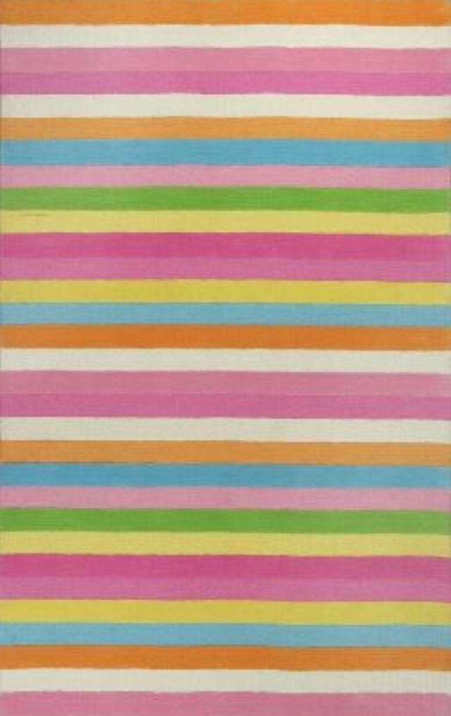 RUG-(5' x 7'6")Multi Stripe(Pink)