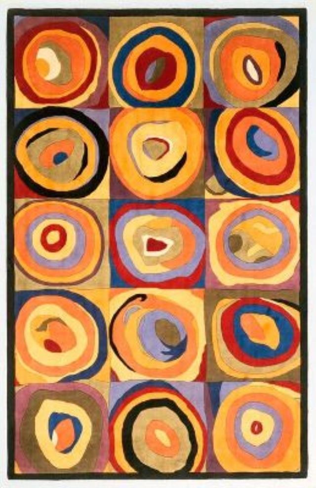 RUG-(5'3" x 8'3")Multi Colored Circle