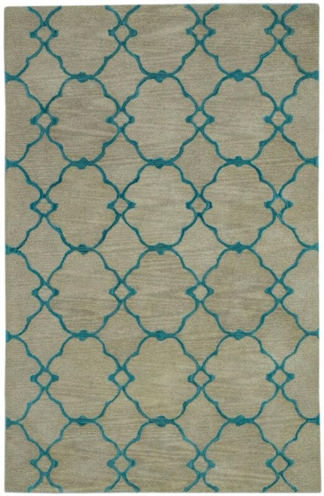 RUG-(5 x 8)Contemporary Cream/Turquoise