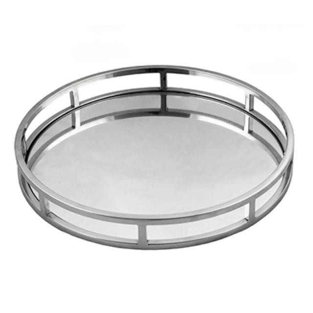 Round Chrome Mirror Tray