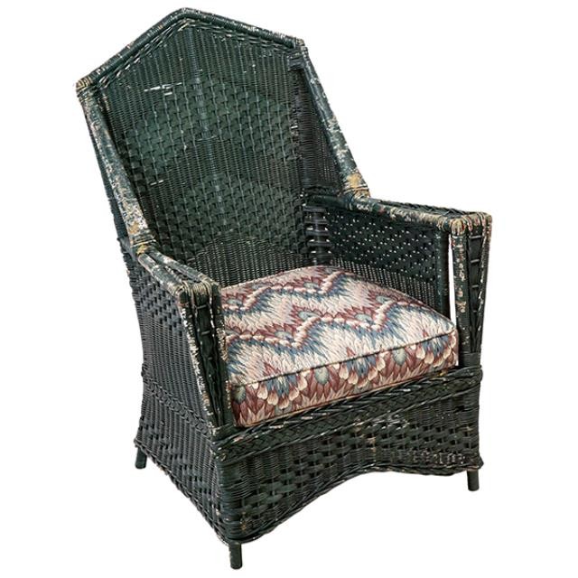 ForestGrn Wicker A/C High Back