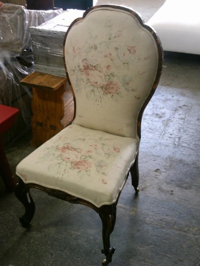 Side Chair Rose Pattern W/Wood