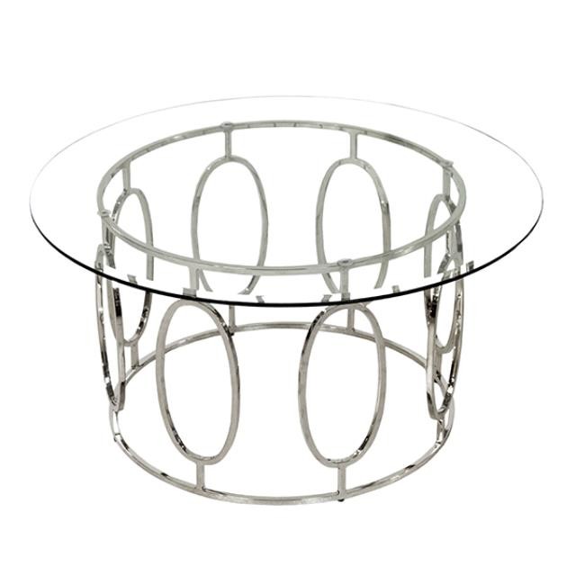 Nickel Circle Coffee Table/Gl