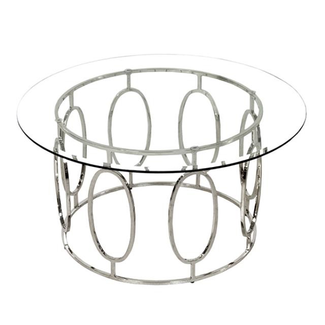 Nickel Circle Coffee Table/Gl