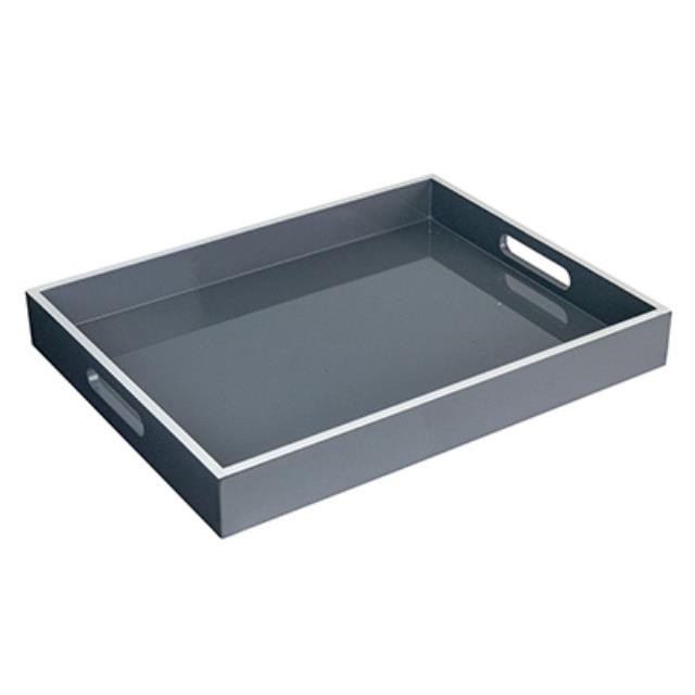 Rect Gray Tray W/Handles