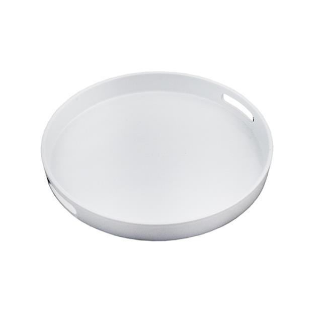 Round White Lacquer Tray