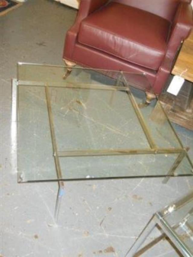 Open Square Chrome Base Table