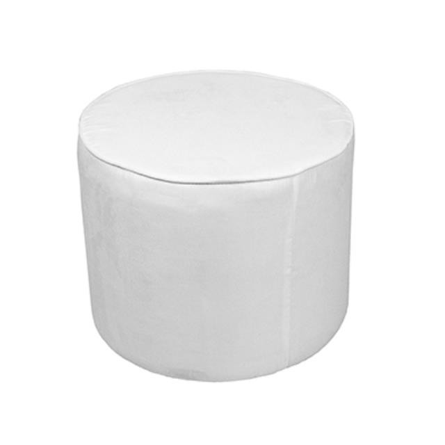 Round White Microsuede Ottoman