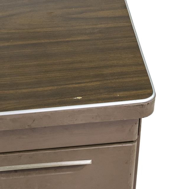 Vintage Beige Steel Desk/Wood Grain Top