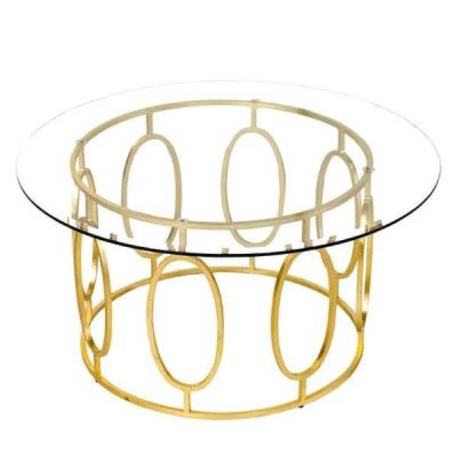 COFFEE TABLE-Gold Circles/Glass Top