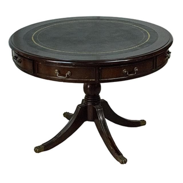 GAME TABLE-Round W/Leather Inset
