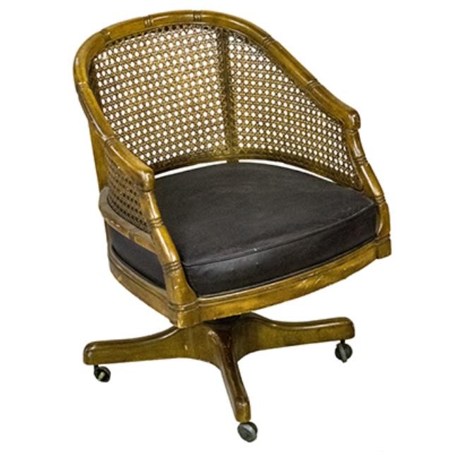 CHAIR-Arm/Bamboo-Cane Frame/Black Seat