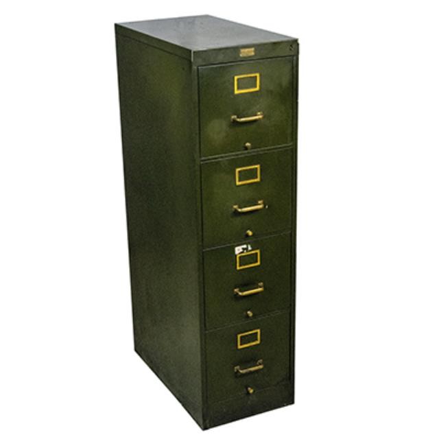 FILE CABINET-Metal/4 Drawer/Loden Green/Vintage