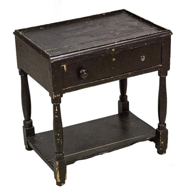 NIGHT STAND-Distressed Brown/Undershelf/2 Pull Drawer