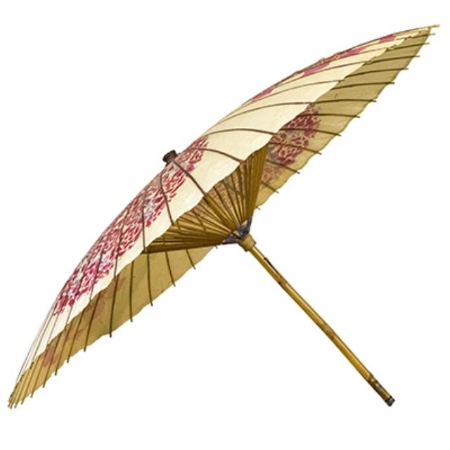 PARASOL-Vintage White W/4 Pink Circles Of Flowers