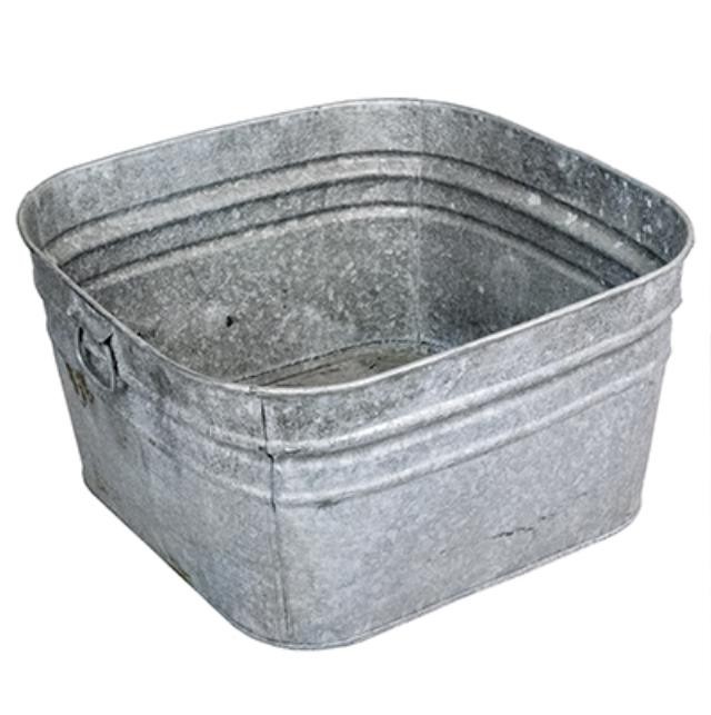 BUCKET-Square Galvanized Metal W/Handles