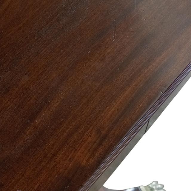 TABLE-Mahogany Flip Top Table/Brass Claw Feet