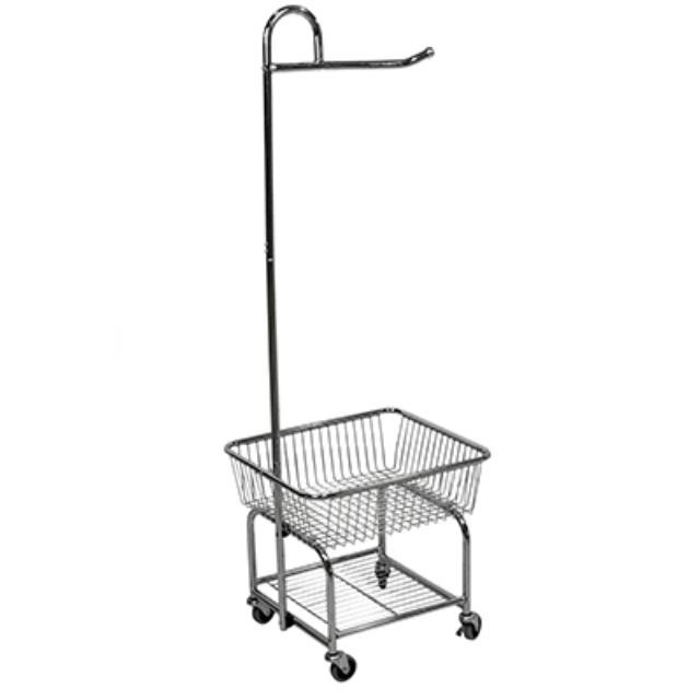 CART-Chrome Laundry Cart W/Hang Bar/On Wheels