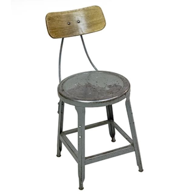 CHAIR-Vintage Metal Industrial Side Chair-Distressed Gray