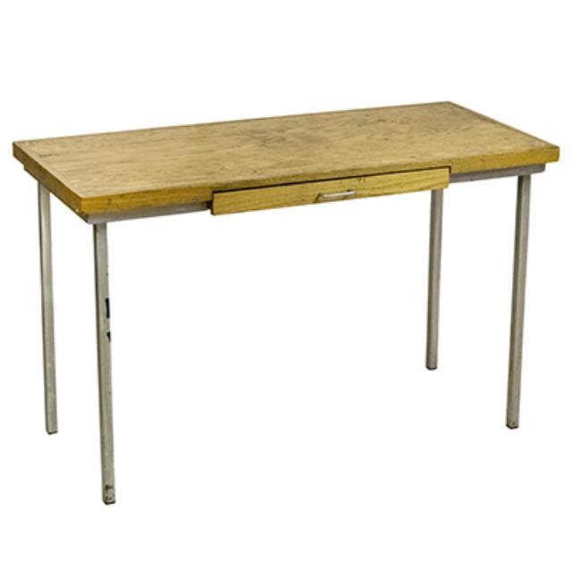 DESK-Single Drawer-Wood Top W/Metal Base