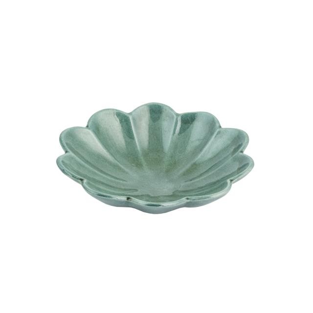 BOWL-Glazed Teal Flower