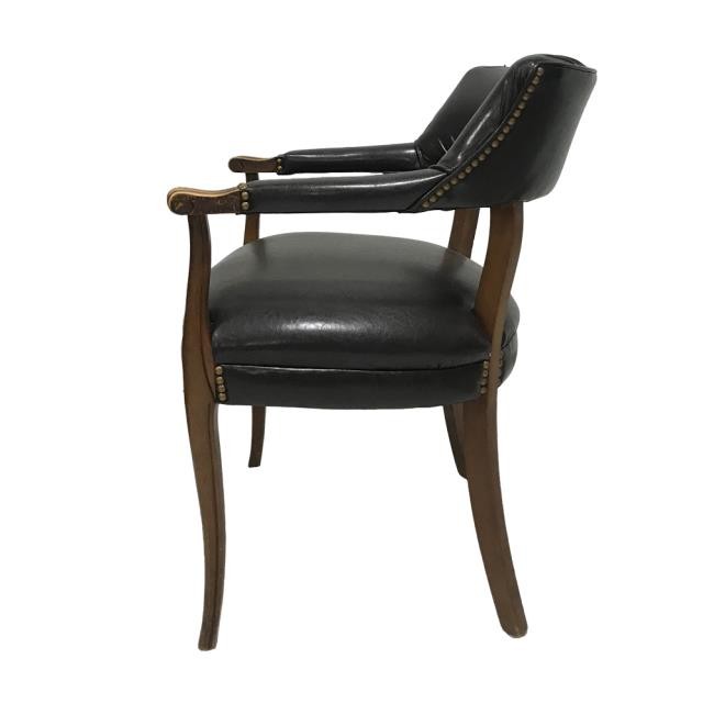 ARM CHAIR-Office "Guest Chair" Brown Leather W/Wood Frame