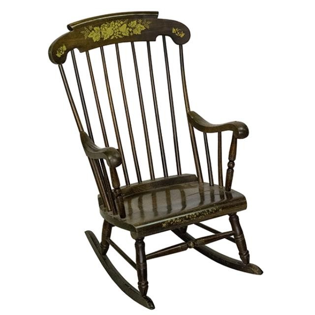Rocking Chair Federal Period Boston Windsor Painted Decorated