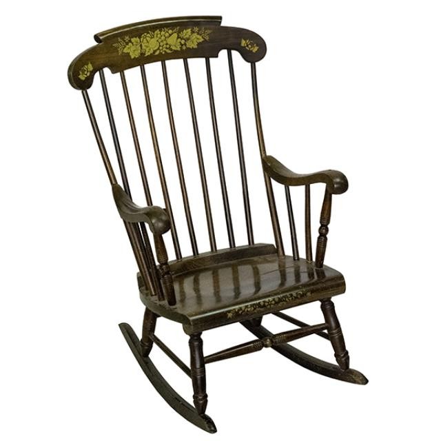 Rocking Chair Federal Period Boston Windsor Painted Decorated