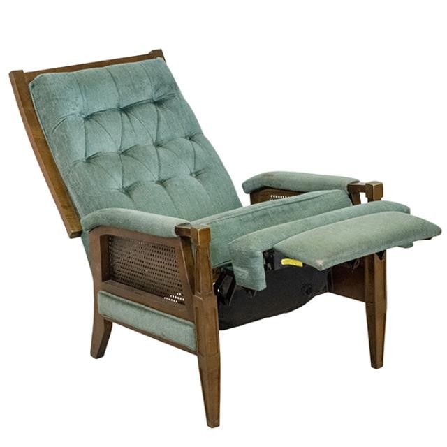 CHAIR-Arm-Blue Tufted Back/Wood Frame