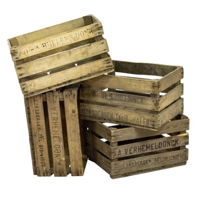 Vintage Wood Crates-3 Slate Sides