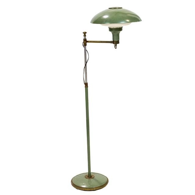 FLOOR LAMP-Vintage 1950's Brass & Painted Metal