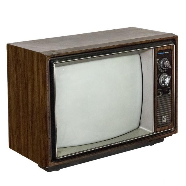 TELEVISION-Vintage GE Television-Wood Grain W/Silver & Black Accents