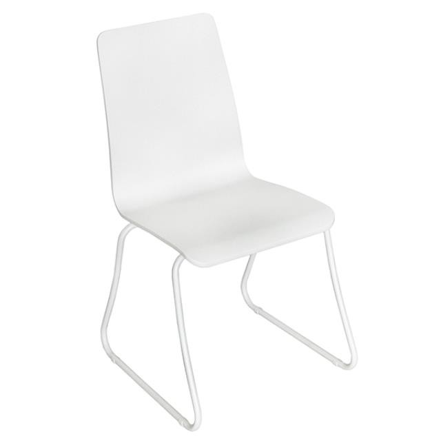 SIDE CHAIR-White Plastic W/White Metal Legs