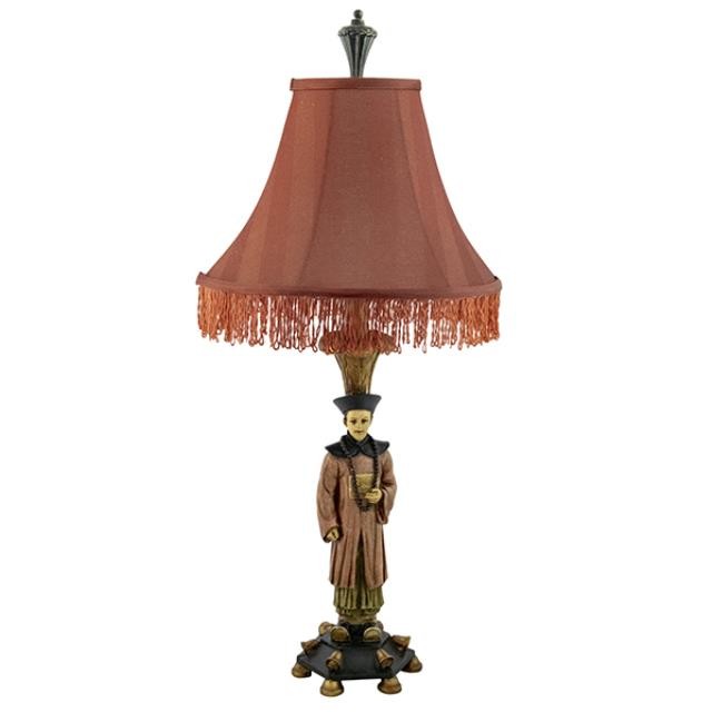 LAMP-TABLE-ASIAN MAN-BRN COAT