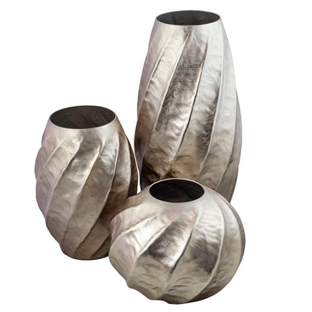 VASE-Rose Swirl Aluminum Oval Shaped