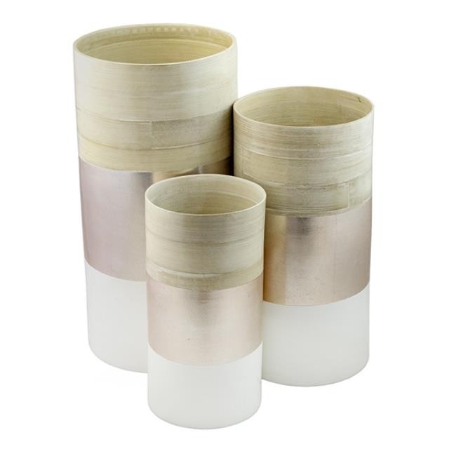 VASE-Short Bamboo Multi Media Bands-Cylinder Shape