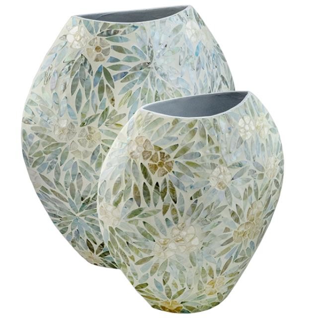 Vase-Short Lacquered Mother of Pearl Flower Design
