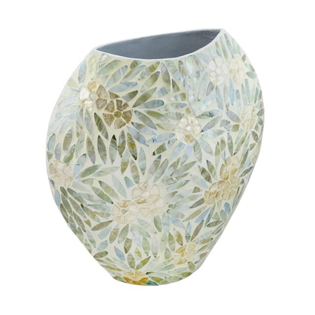 Vase-Short Lacquered Mother of Pearl Flower Design