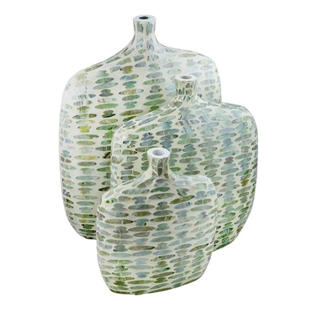 VASE- Large Jug-Lacquered Resin Mother of Pearl Horizontal Drop Design