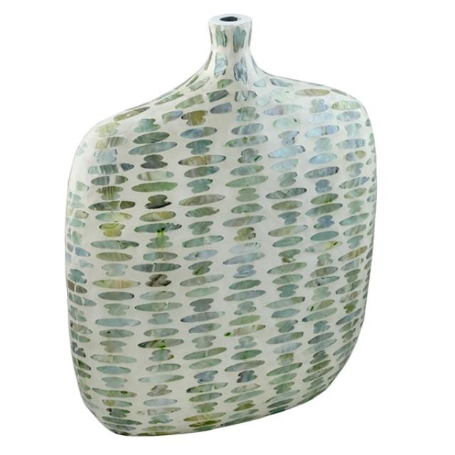 VASE- Large Jug-Lacquered Resin Mother of Pearl Horizontal Drop Design